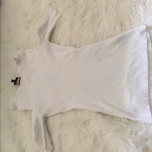 White tight shirt with cold shoulders